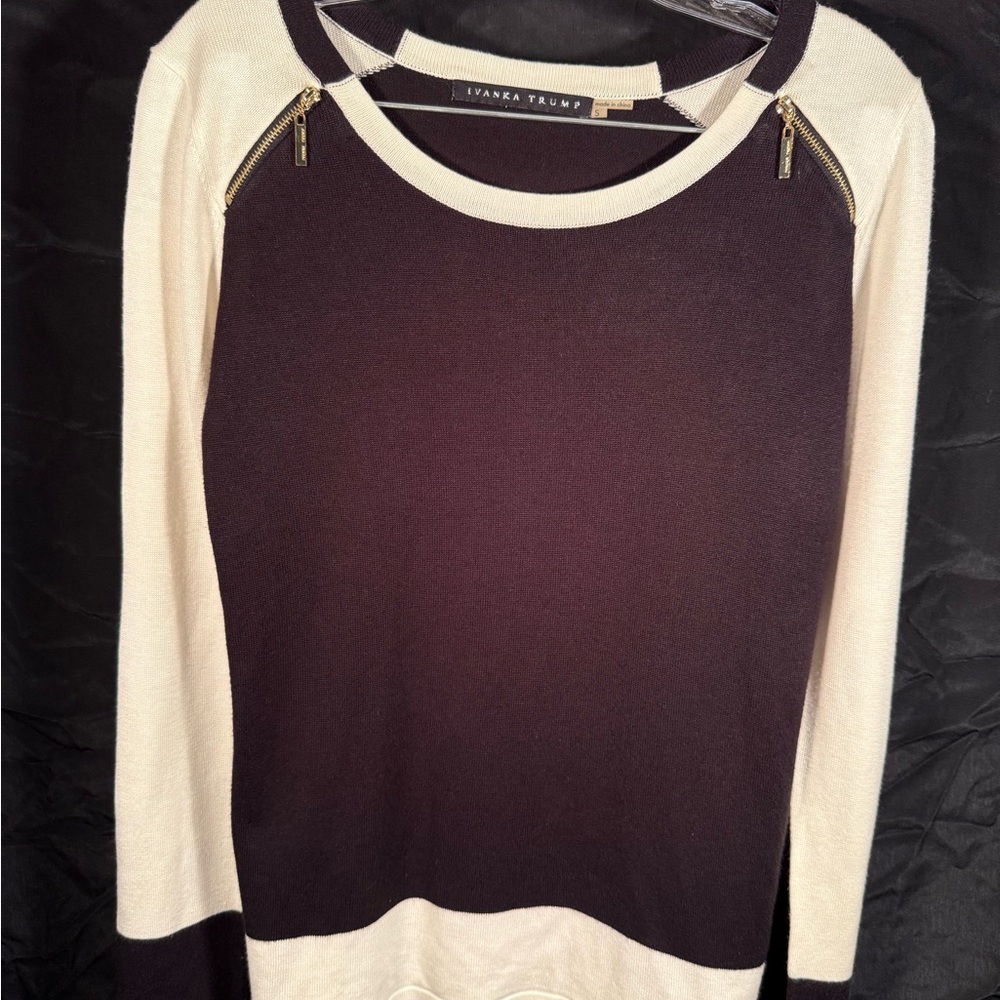 Ivanka Trump Black and White Zipper Sweatshirt
